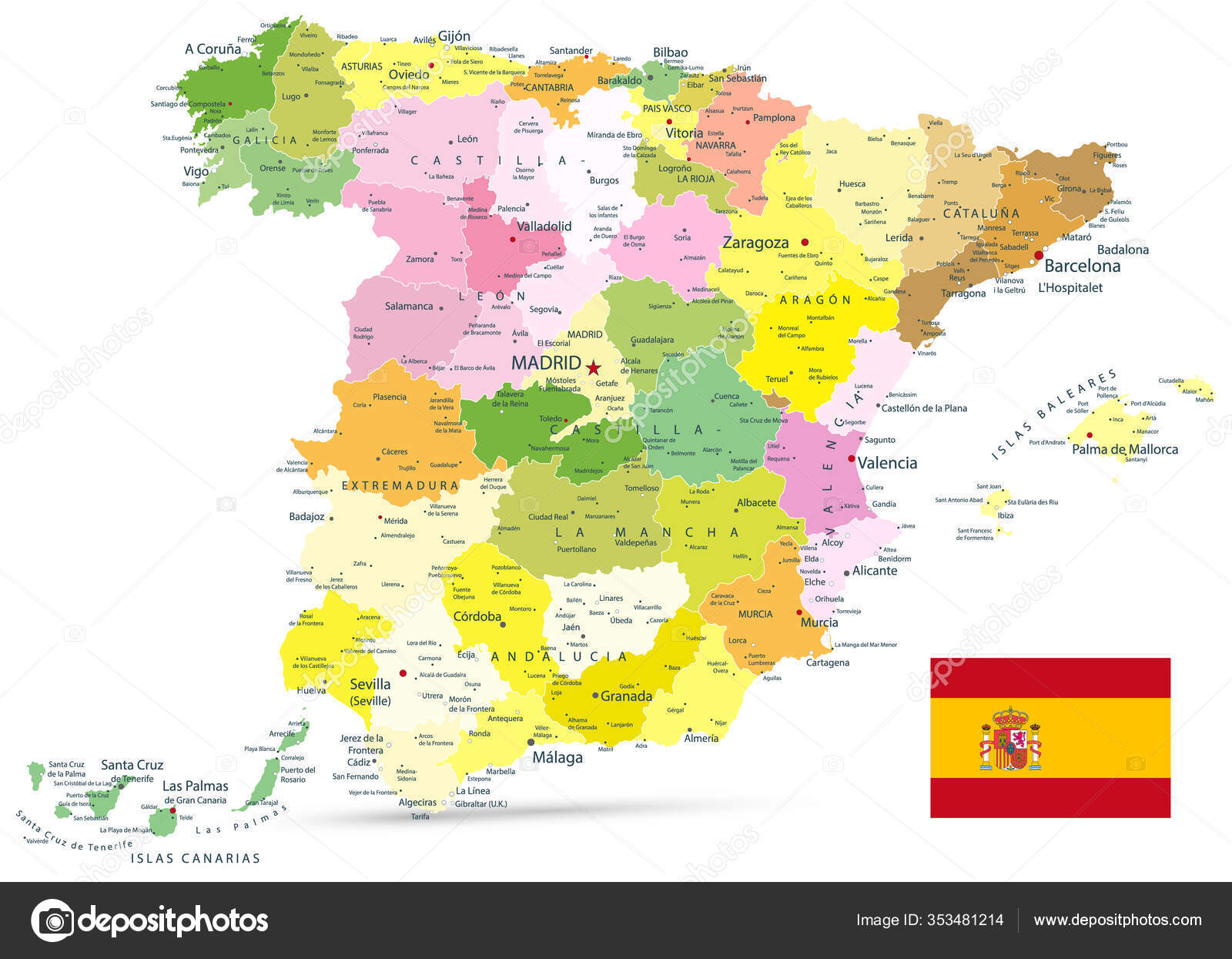 Mapa vetorial político detalhado de portugal