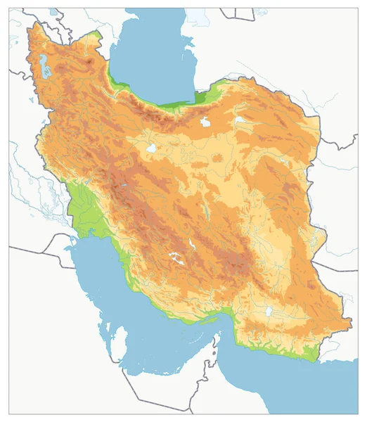 Пустая Физическая Карта Ирана Изображение Содержит Слои Затененными Контурами Водные — стоковый вектор