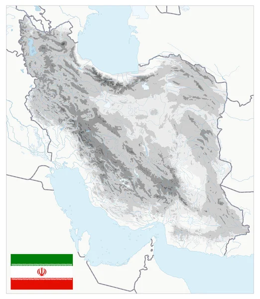 Физическая Карта Ирана Белый Серый Цвета Никакого Сообщения Элементы Разделены — стоковый вектор