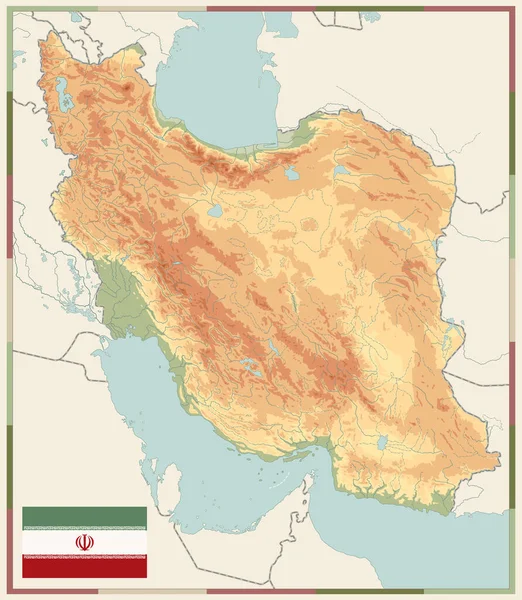 Φυσικός Χάρτης Του Ιράν Παλιά Χρώματα Άδειο Χάρτη Εικόνα Περιέχει — Διανυσματικό Αρχείο
