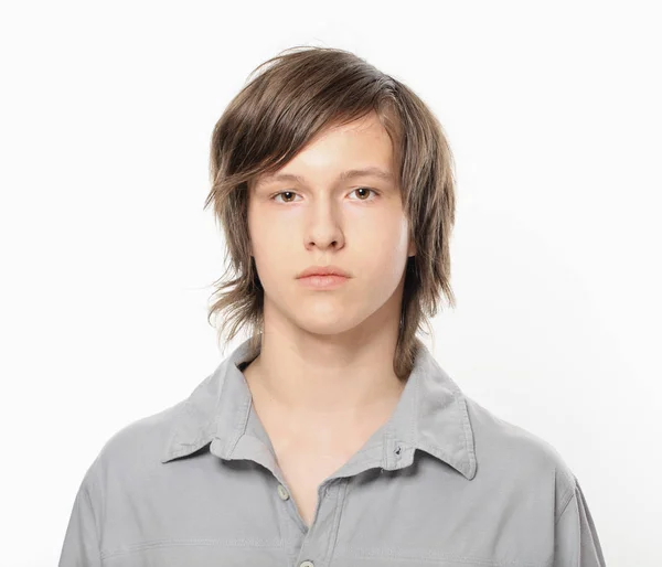 Young Elegent Boy Grey Shirt — Stock Photo, Image