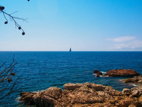 Velero navegando en el mar Mediterráneo, Costa Brava —  Fotos de Stock
