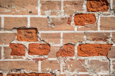 Eski kırmızı tuğla duvarın dokusu