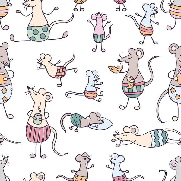 Безшовний візерунок зі смішними милими щурами та мишами, символ 2020 року — стоковий вектор