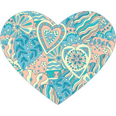 Elle çizilmiş kalıplı vektör kalp