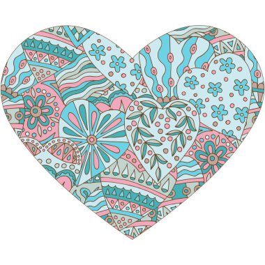 Elle çizilmiş kalıplı vektör kalp