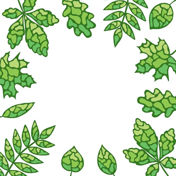 Cadre avec feuilles de printemps vert abstrait — Image vectorielle