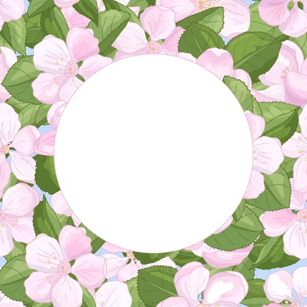Cadre vectoriel avec fleurs de pommiers au printemps — Image vectorielle
