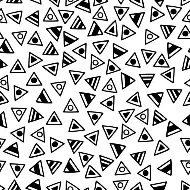 El çizimi Doodle üçgenleri ile soyut, kusursuz desen, çocuklar ve yetişkinler için boyama sayfası