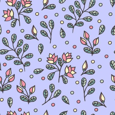 Kapak, ambalaj, tekstil, duvar kâğıdı, kumaş ve kumaş tasarımları için, mor arkaplan üzerinde güzel çiçeklerin hite hatlarıyla soyut, pürüzsüz desen.