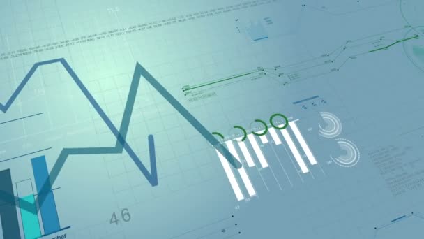 Mooie 3d animatie van het kweken van Stock Market Charts. Financiële cijfers en diagrammen groeien op de digitale achtergrond. HD 1080. — Stockvideo