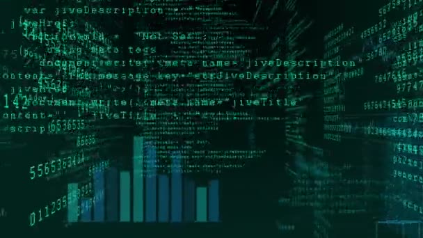 Animación 3d del código de software que se mueve en el ciberespacio. Concepto de Tecnología Looped. HD 1080 . — Vídeo de stock
