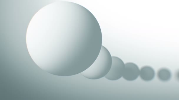 Bolas blancas moviéndose sin costuras en la animación 3d abstracta. Fondo de bucle en 4k, 3840x2160, Ultra HD . — Vídeos de Stock