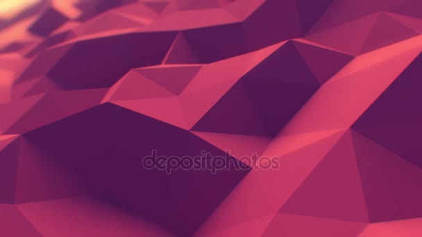 Surface polygonale rouge ondulation lente en animation 3D en boucle. Concept de fond sans couture en 4K, UHD 3840x2160 . — Video