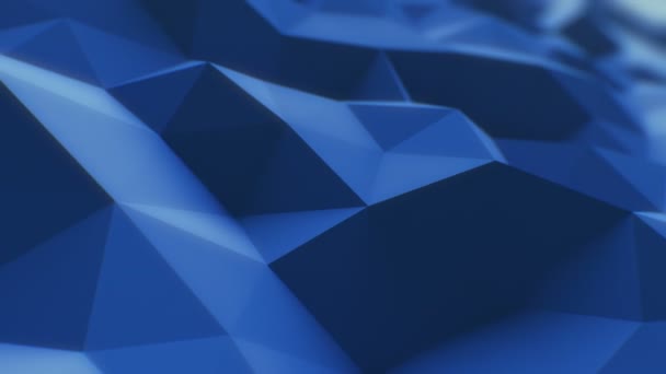 블루 낮은 폴 리 표면 느린 반복된 3d 애니메이션에 이동. 4k Uhd 3840 x 2160에에서 완벽 한 배경 개념. — 비디오