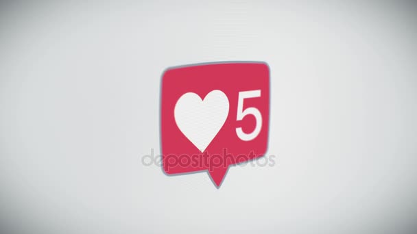 Beautiful Close-up of Social Like Icon With Counter on Web Site Quickly Increasing. 3d Animation. Perspective view with DOF Blur. Business and Technology Concept. 4k Ultra HD 3840x2160. — Stock Video