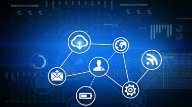 Simgeler ve bağlantılar iş grafikleri büyüyen ile güzel dijital arabirimi. 4k 3840 x 2160 Uhd.