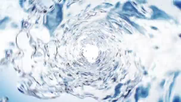 Hermoso remolino de agua de color azul en tubo sobre fondo blanco. Animación 3D de remolino transparente aislado con Alpha Matte. 4K UHD 3840x2160 . — Vídeo de stock