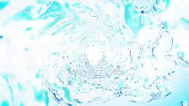 Hermoso remolino de agua de color azul en tubo sobre fondo blanco. Animación 3D vórtice transparente aislada con Alpha Matte. 4K UHD 3840x2160 . — Vídeos de Stock