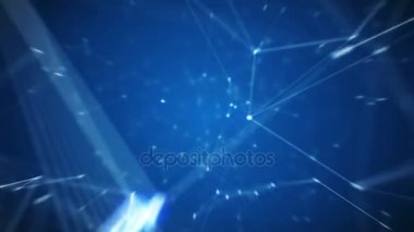 Dijital kılavuz çizgileri ve noktaları aracılığıyla güzel uçuş. 3D animasyon ilmekledi. Ağ bulut. İş ve teknoloji kavramı. Full Hd 1920 x 1080.