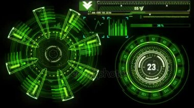 Güzel fütüristik Hud hedef tarayıcı Radar döndürme. Head-up Display bilgisayar veri. Yüksek teknoloji kavramı öğesi. Full Hd 1920 x 1080.