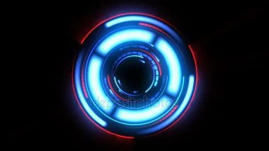 Güzel fütüristik Hud yanıp söner ve Işıma ile. Öğeleri döndürme ilmekledi kırmızı ve mavi. Head-up Display bilgisayar veri. Yüksek teknoloji kavramı öğesi. Full Hd 1920 x 1080.