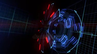 Fişekleri ile güzel soyut 3d inşaat. Uçan aracılığıyla. Head-up Display bilgisayar veri. Yüksek teknoloji kavramı öğesi. Full Hd 1920 x 1080.