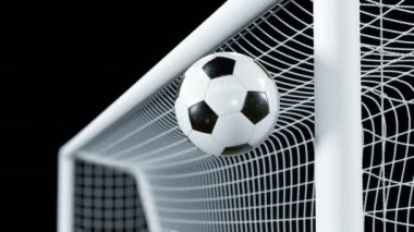 Ağır çekimde Bar kapalı futbol topu sıçrar. Güzel futbol 3d animasyon kavramı. Alfa kanalı yeşil ekran. 4 k Ultra Hd 3840 x 2160.