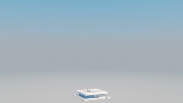 A következő reptér környékén: az épület felhőkarcoló repülő. Gyönyörű, 3d animációja a gyorsított. Az építkezés és a technológia koncepció. 3D-s animáció. 4 k Ultra Hd 3840 x 2160. — Stock videók