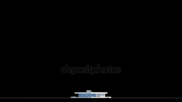 黑色背景下的摩天大楼建筑过程。建设和技术理念。蓝图3d 动画。4k Uhd 3840x2160. — 图库视频影像