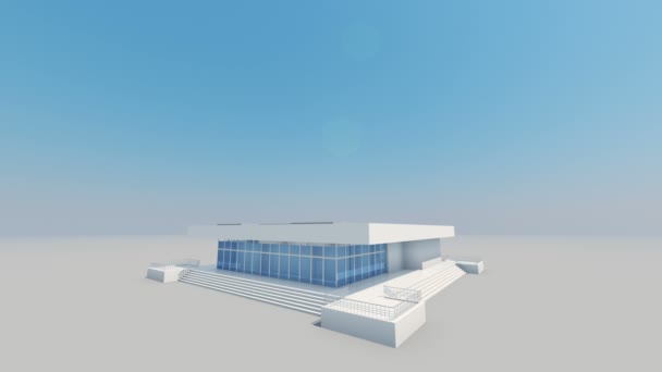 Tittar på byggnad skyskrapan med solen skiner. Sidovy. Vackra 3d-Animation i Time-lapse. Konstruktion och teknik koncept. 3D-animering. Full Hd 1920 x 1080. — Stockvideo