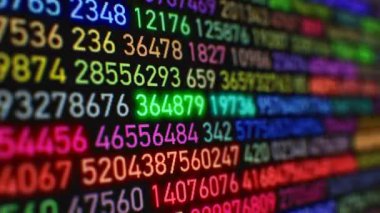 Dof bulanıklık ile veri ekrandaki hızlı yazarak renk numaralarını. Parlak renkler parlak. 4k Uhd 3840 x 2160.