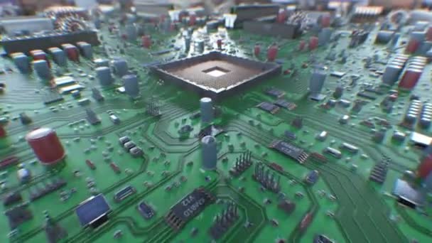 Modern electronic circuit board or mainboard with chips and microcircuits.  High Technology 3d animation. — Stock Video © Inokos #56632001