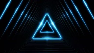 Güzel soyut üçgen tünel mavi ışık ile hareketli hızlı hatları. Birkaç Video öğeleri kümesi. Neon ışıkları ile arka plan fütüristik tünel. 3D animasyon sanat kavramı ilmekledi. 4 k Ultra Hd