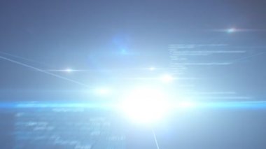 Güzel uçuş çukur yazılım öğelerinin ve veri bağlantıları. Mavi veri, yanıp söner ve işaret fişekleri ile 3D animasyon ilmekledi. İş ve teknoloji kavramı. 4 k Ultra Hd 3840 x 2160.