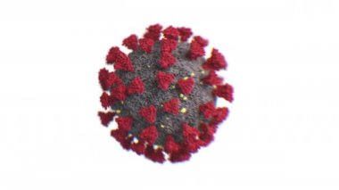 Coronavirus Covid-19 Bilimsel Modelleme Kusursuz. 2019-ncov Çinli Corona Virüsü 'nün Beyaz Arkaplan İzole Tıbbi Konsepti' ne yakın plan 3D animasyonu. 4k Ultra HD 3840x2160.