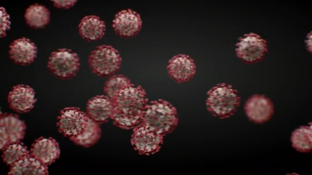 Coronavirus Covid-19 Agentes virais em movimento sobre fundo preto e tela verde ilustração científica. Animação 3d do 2019-ncov Corona Virus Close-up Isolado Conceito Médico. 4k Ultra HD 3840x2160 . — Vídeo de Stock