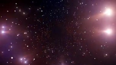 Soyut Parıldayan Yıldızlar Parlak Tasarım Arkaplan Kusursuz. Parlak Fişekler Efekti. Uzayda Parlayan Parçacıklarla 3D Animasyon Döngüsü. 4K Ultra HD 3840x2160.