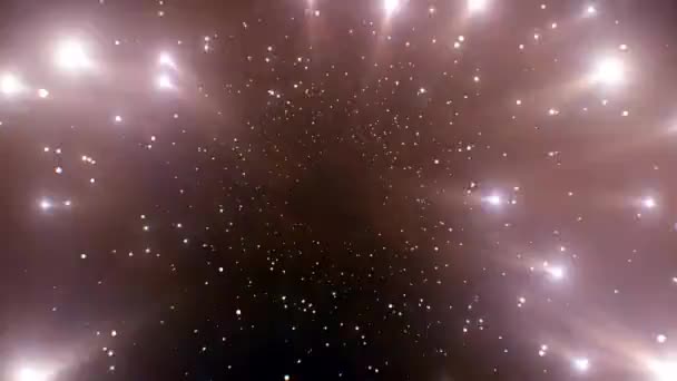 Красиві блискучі блискучі частинки Абстрактний рух Фон Безшовний. Ефект яскравих спалахів. Тривимірне анімаційне відео з мерехтливими частинками в космосі. 4K Ultra HD 3840x2160 . — стокове відео
