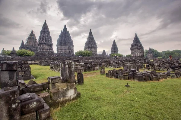 Candi Prambanan Hinduistický Chrám Století Chrámová Základna Nachází Severovýchodně Města — Stock fotografie