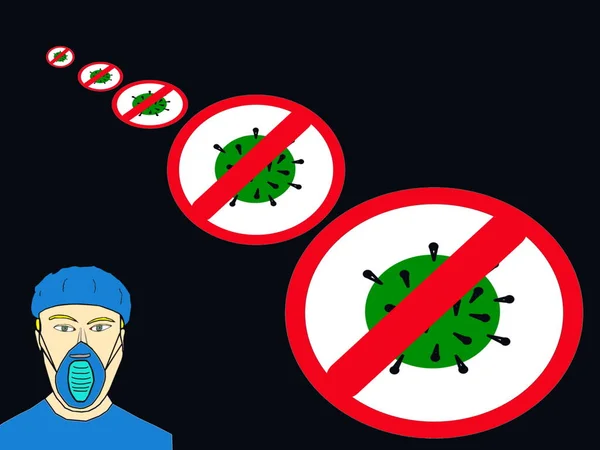 Coronavirus. Önlem olarak. Doktor bey. siyah arkaplan