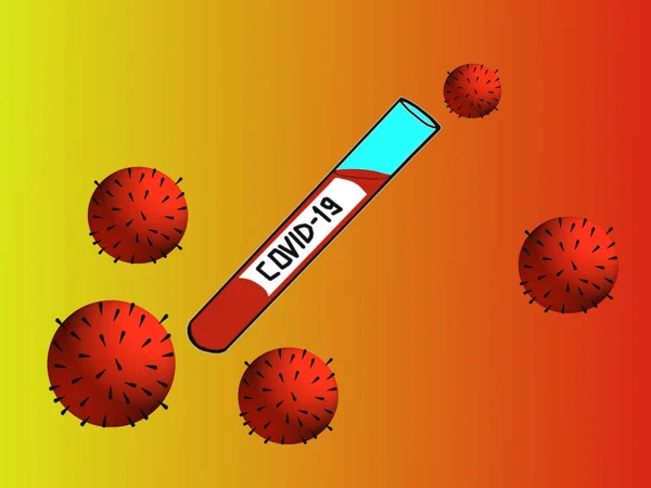コロナウイルスを表現したイラスト Covid 19サンプルで試験管 ワクチンを発見することはウイルスを完全に倒すために不可欠です — ストック写真