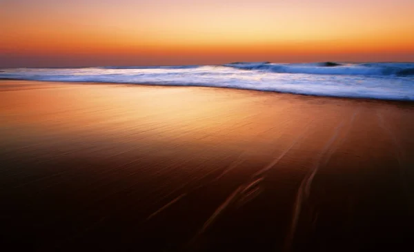 Dramatic Sunrise Sunset Indian Ocean Durban South Africa Slow Shutter — Stock Photo, Image
