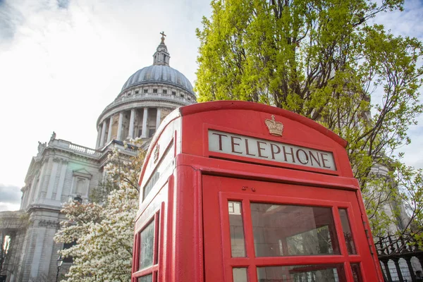 Telefon box och St Paul's Cathedral — Stockfoto