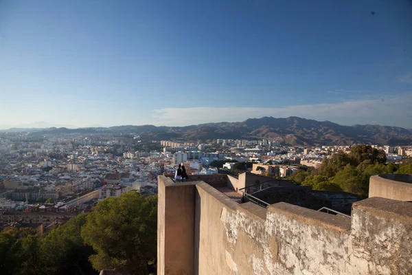 Megfigyelése Kilátás Nyílik Malaga Város Központjában Gibralfaro Kastély — Stock Fotó