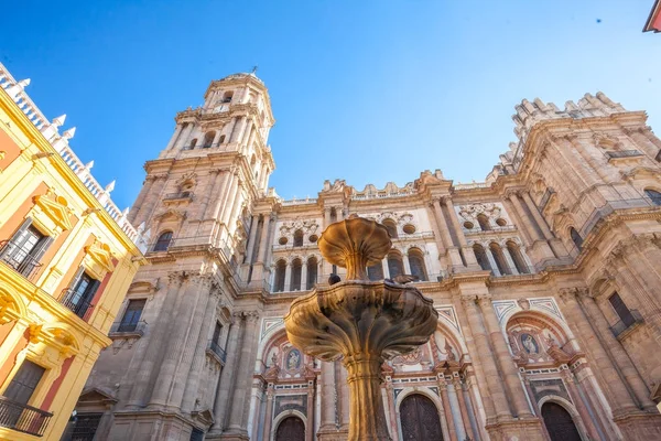 Vista Dal Basso Della Cattedrale Malaga Andalusia Spagna — Foto Stock