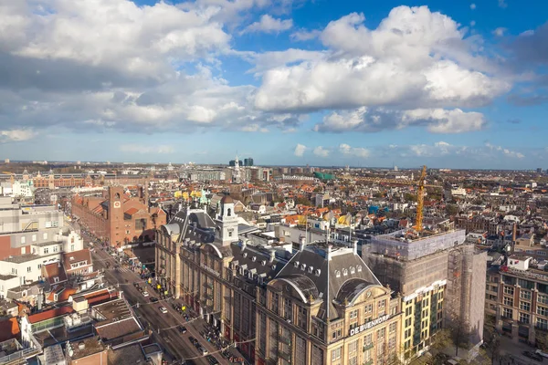 Вид Воздуха Город Людьми Транспорт Здания Амстердам Нидерланды — стоковое фото
