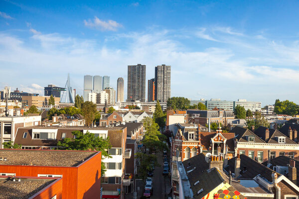 Rotterdam, Netherlands - 30 July 2017: City skyline with old and modern buildings