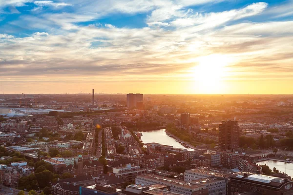 Tramonto Sul Porto Nella Bellissima Città Rotterdam — Foto Stock