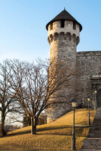 Torre del castillo de Budapest en invierno —  Fotos de Stock